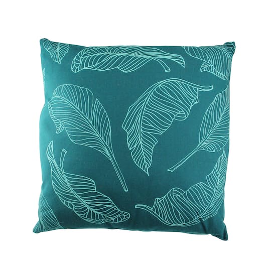 17" Teal Green Tropical Leaf Throw Pillow By Northlight | 17" x 17" | Michaels®